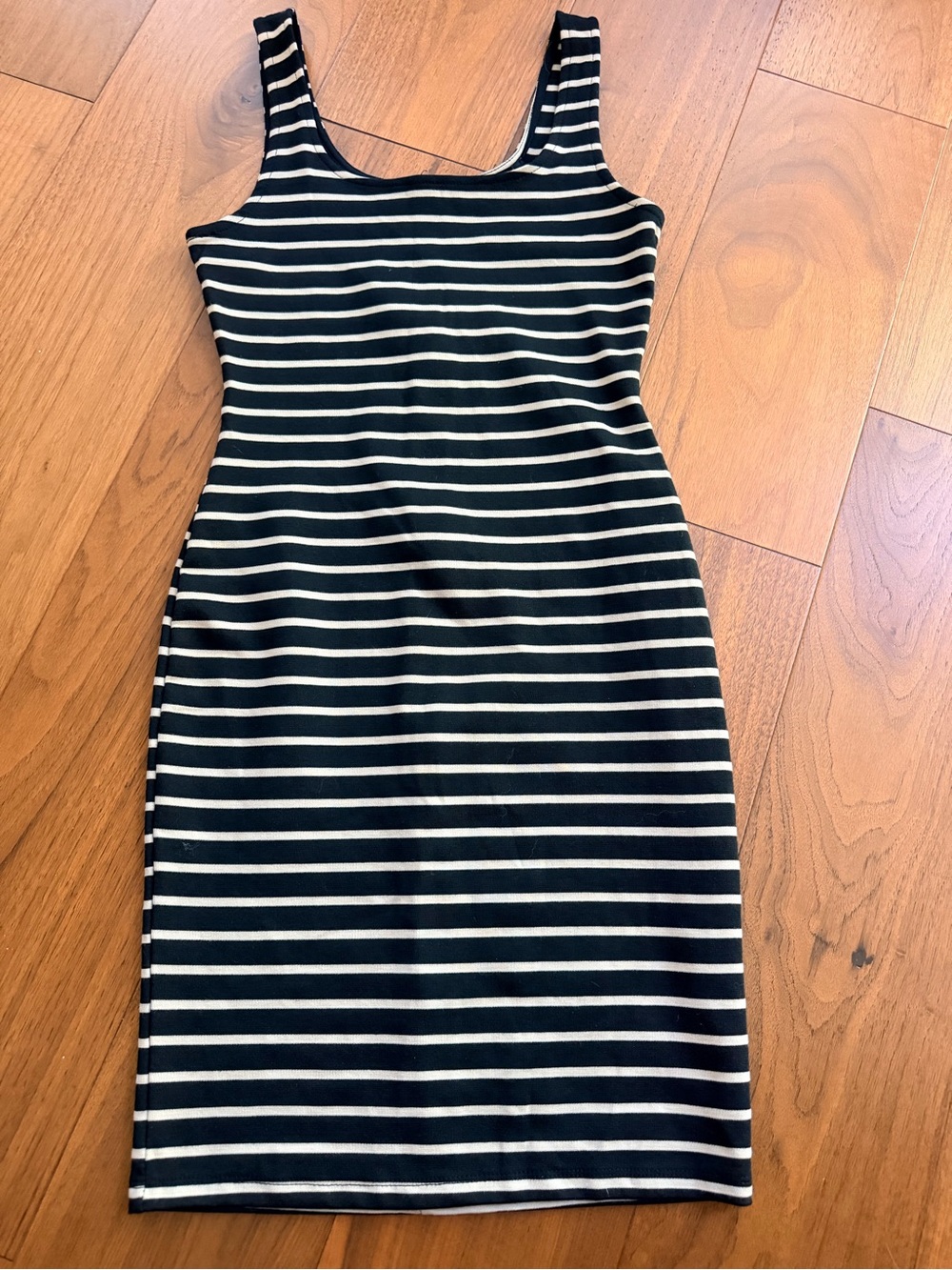 iris Black and White Striped Midi Tank Dress